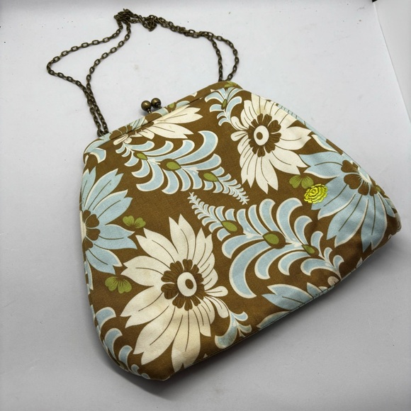 Amy Butler floral fabric metal kiss-clip and chain bag - Picture 1 of 9